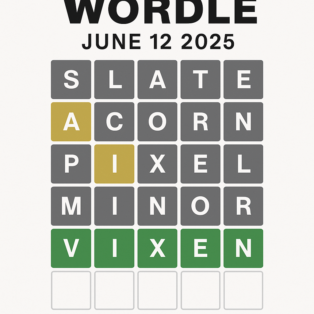 Wordle June 12 2025 Answer – VIXEN Wordle June 12 2025 answer