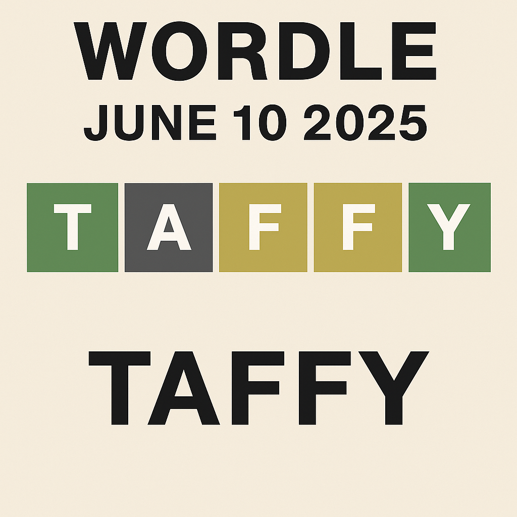Wordle June 10 2025 Answer & Hints – TAFFY Solution Revealed